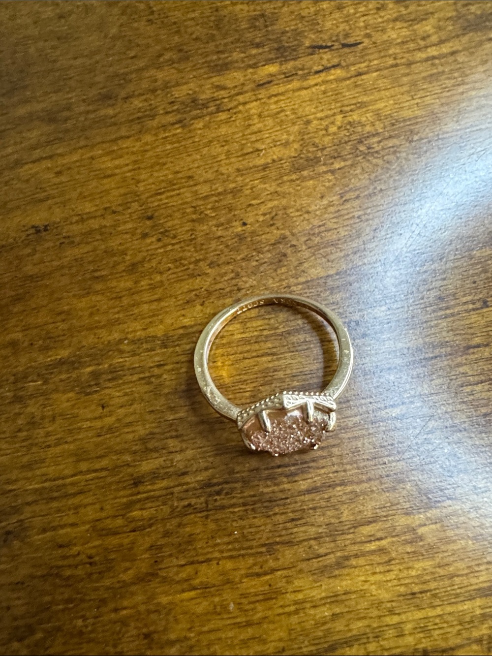 Kendra Scott Rose Gold Hexagonal Druzy Ring with Champagne Sparkle - Picture 2 of 3